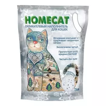 Homecat Морозная свежесть cиликагелевый впитывающий наполнитель с ароматом морозной свежести премиум Китай 1 уп. х 1 шт. х 3.25 кг