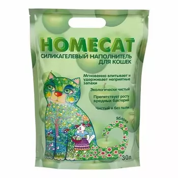 HOMECAT силикагелевый наполнитель для кошачьих туалетов с ароматом яблока - 30 л повседневный премиум мешок Китай 1 уп. х 1 шт. х 12.154 кг