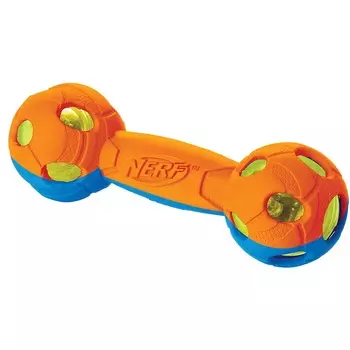 Игрушка для собак Nerf Гантель двухцветная светящаяся - 17,5 см для всех возрастов для всех пород Китай 1 уп. х 1 шт. х 0.44 кг