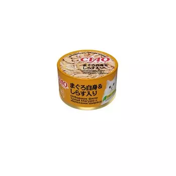 Inaba Ciao Can влажный корм для взрослых кошек, с филе тунца Магуро и мальками ширасу, в консервах - 85 г супер премиум для взрослых с тунцом консервы (в железной банке) Импортный корм 1 уп. х 24 шт. х 2.04 кг