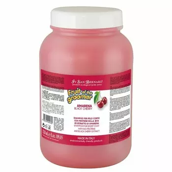 Iv San Bernard Fruit of the Grommer Black Cherry Шампунь для короткой шерсти с протеинами шелка 3,25 л уход за шерстью Италия 1 уп. х 1 шт. х 3.45 кг