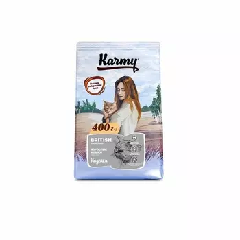 Karmy British Shorthair Adult полнорационный сухой корм для кошек породы британская короткошерстная, с индейкой - 400 г повседневный премиум британские короткошерстные кошки для взрослых с индейкой мешок Российский корм 1 уп. х 1 шт. х 0.4 кг