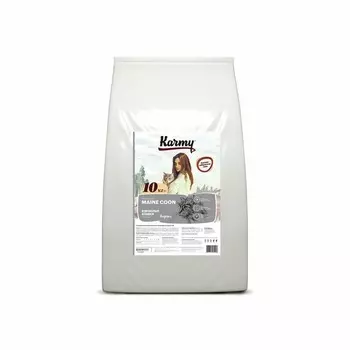 Karmy Maine Coon Adult полнорационный сухой корм для кошек породы мейн кун, с индейкой повседневный премиум мейн кун для взрослых с индейкой мешок Российский корм 1 уп. х 1 шт. х 10 кг