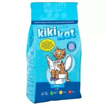 KikiKat комкующийся бентонитовый наполнитель для кошачьего туалета супер-белый - 5 л премиум для всех возрастов Турция 1 уп. х 1 шт. х 4.35 кг