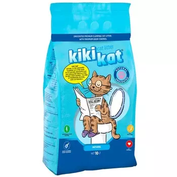 KikiKat комкующийся бентонитовый наполнитель для кошачьего туалета супер-белый - 10 л премиум для всех возрастов Турция 1 уп. х 1 шт. х 8.7 кг