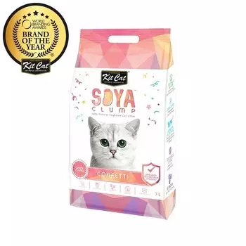 Kit Cat SoyaClump Soybean Litter Confetti соевый биоразлагаемый комкующийся наполнитель с разноцветными гранулами - 7 л премиум Сингапур 1 уп. х 1 шт. х 2.5 кг