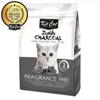 Kit Cat Zeolite Charcoal Frangrance Free цеолитовый комкующийся наполнитель - 4 кг повседневный супер премиум для всех возрастов Сингапур 1 уп. х 1 шт. х 4 кг