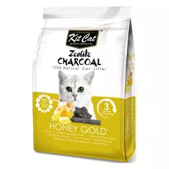 Kit Cat Zeolite Charcoal Honey Gold цеолитовый комкующийся наполнитель медовый с золотыми крупинками - 4 кг Сингапур 1 уп. х 1 шт. х 4 кг