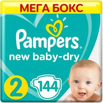 Подгузники для новорожденных Pampers New Baby-Dry 2 размер / 4-8кг 144шт