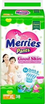 Подгузники-трусики Merries Good Skin XL 5 12-19кг 38шт