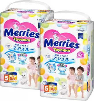 Подгузники-трусики Merries для детей размер XL/5 12-22кг 76шт