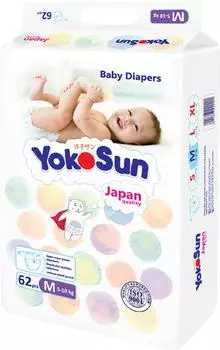Подгузники YokoSun М 5-10кг 62шт - Vprok.ru Перекрёсток