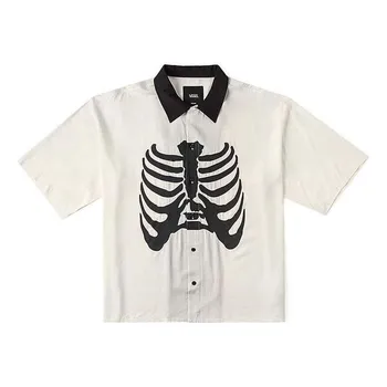 Рубашка skeleton short sleeve shirt 'beige black' Vans, бежевый