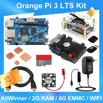 Мини-компьютер Orange Pi 3 LTS, 2 Гб ОЗУ LPDDR3 8 ГБ EMMC Flash WIFI BT5.0, открытая плата питания, работает на Android 9,0, Debian OS