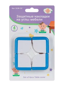 Набор накладок Мультидом на углы мебели защитные белые/синие 4 шт