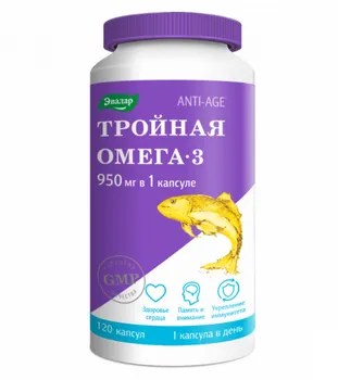 Тройная омега-3, 1 300 мг, 120 шт, капсулы