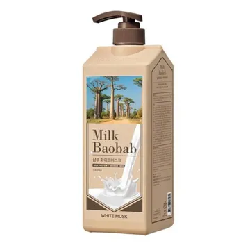 Шампунь Milk Baobab для повреждения молочных белков большой емкости, аромат белого мускуса, 1000 мл, 1 корейский уход за волосами
