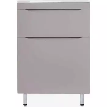 Тумба с раковиной Style line Бергамо мини 60х35 Люкс Plus напольная, серая (СС-00002309 + 2000949236377)
