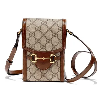 Сумка horsebit 1955 mini bag in gg supreme 'brown' Gucci, коричневый
