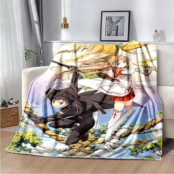 Asuna Sword Art Online флисовое одеяло с 3D принтом для кроватей, походов, пикников, толстое одеяло, покрывало, флисовое одеяло 75x100cm (30x40inch)