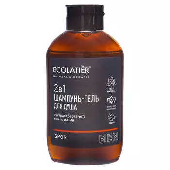 Шампунь-гель для душа 2в1 мужской Sport , 400 мл, Ecolatier