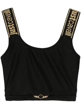 Укороченный топ с логотипом Just Cavalli, черный