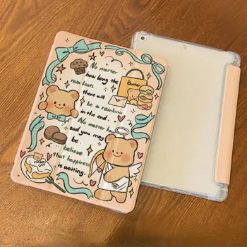 Чехол для iPad Air5 с рисунком медведя-масла, чехол Smart Tri-Fold для iPad Air6 11 13 Pro2024 11 13 Pro2021 2018 12.9 с держателем для карандашей iPad 2021 Gen910.2