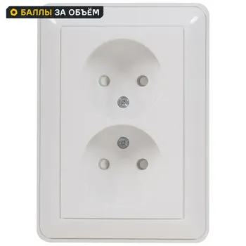 Розетка двойная встраиваемая Systeme Electric W59 без заземления со шторками цвет белый