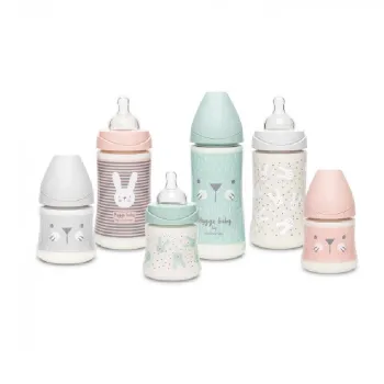 Бутылка Suavinex Hugge Baby "Зеленый зайка с точками", 360 мл