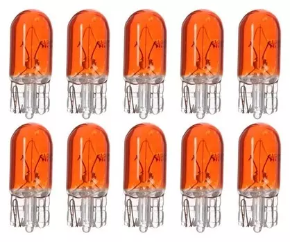 Галогенная лампа Cartage Orange T10 W5w, 5 Вт, 12 В, набор 10 шт