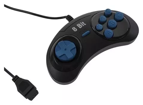 Геймпад Dendy 8-bit, 9pin (Узкий разъем), черный