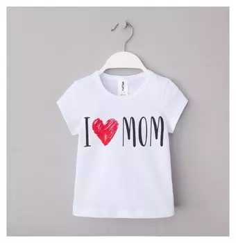 Футболка детская Kaftan "Love Mom", белый, рост 122-128 (34)