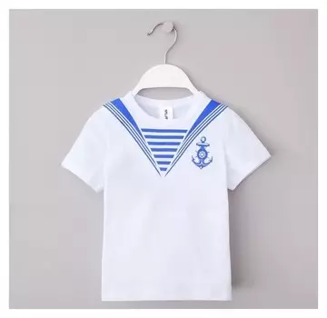 Футболка детская Kaftan "Моряк", белый, рост 122-128 (34)