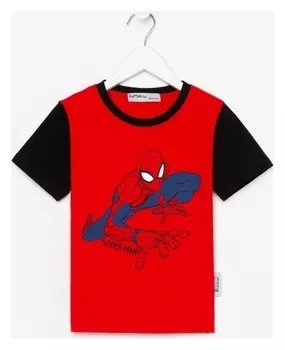 Футболка детская Marvel «Человек паук», рост 122-128 (34), цвет красный/чёрный