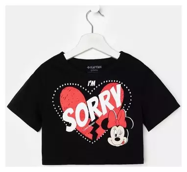 Футболка детская укороченная «Sorry» минни маус, цвет чёрный