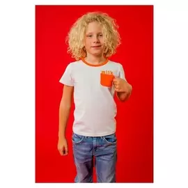 Футболка для мальчика Milk, цвет белый/оранжевый, рост 122 см
