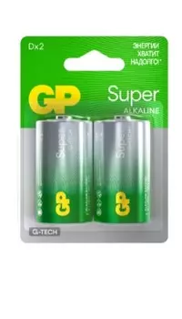 Батарейка GP Super Alkaline, D (LR20), 1.5V, 2 шт. (4891199226236)