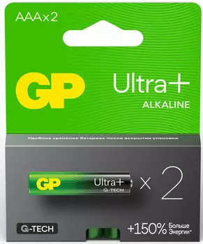 Батарейка GP Ultra Plus Alkaline, AAA (LR03), 1.5V, 2 шт. (GP 24AUPA21-2CRSB2)