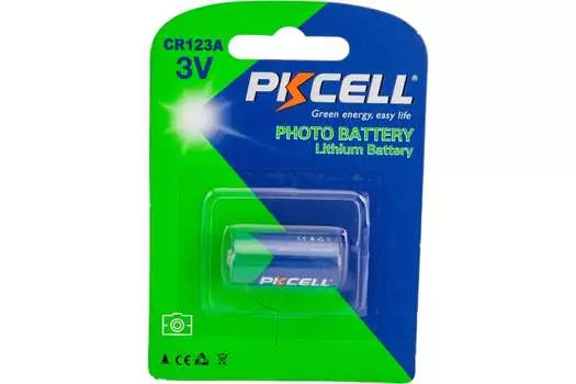 Батарея PKCELL 123 (CR123/CR123A/CR17345), 3V, 1 шт. (CR123A-1B)