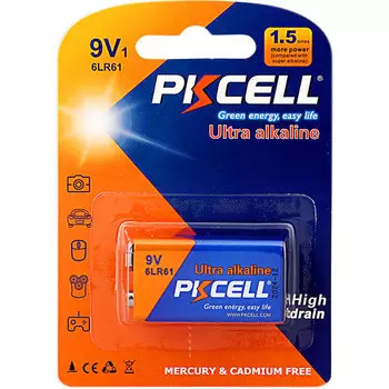 Батарея PKCELL 6LR61-1B, крона, 9V, 1шт