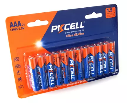 Батарея PKCELL LR03-24B, AAA, 1.5V, 24шт