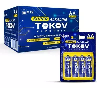 Батарейка TOKOV ELECTRIC AA (LR6), 1.5V, 4 шт. (TKE-ALS-LR6/B4)
