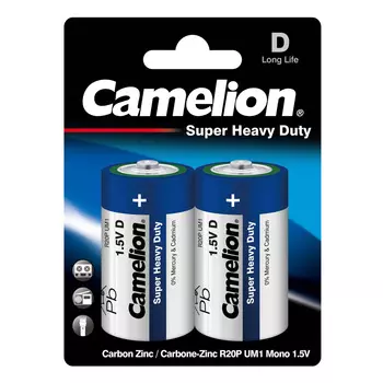 Батарейка Camelion Blue, D (LR20/13А), 1.5V, 2 шт. (3217)