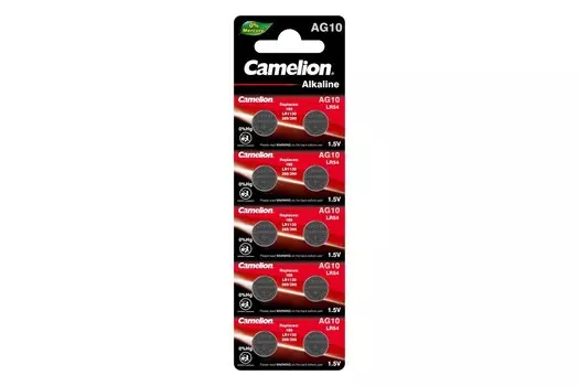 Батарейка Camelion Mercury Free, LR54/AG10/LR1130/G10/189/GP89A/389/SR1130W, 1.5V, 10 шт. (12818)
