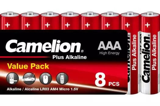 Батарейка Camelion Plus Alkaline, AAA (LR03), 1.5V, 8 шт. (14861)