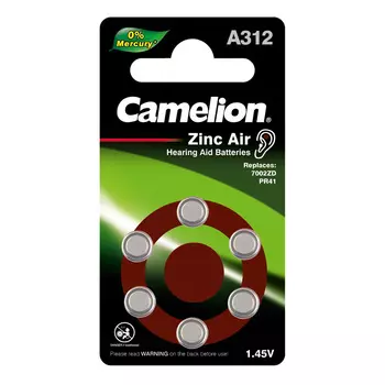 Батарея Camelion ZA312 BL-6, A312, 1.4V, 6шт. (A312-BP6)