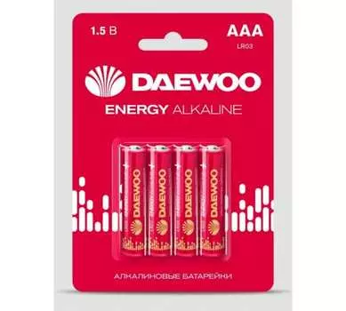 Батарея Daewoo Energy, AAA (LR03/24А), 1.5V, 4шт. (5029934)