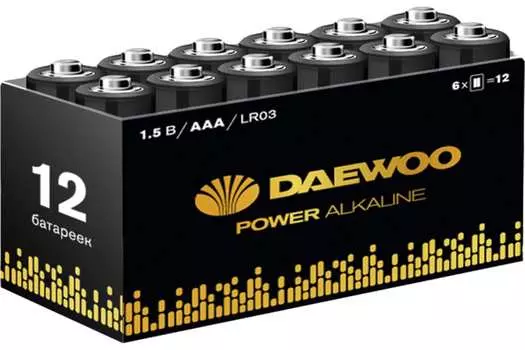 Батарея Daewoo Power Alkaline, AAA (LR03), 1.5V, 12 шт. (5042100)