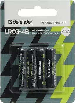 Батарейка Defender LR03-4B, AAA (LR03/24А), 1.5V, 4 шт. (56002)