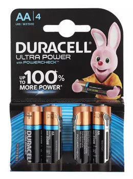 Батарея Duracell Ultra LR6-4BL MX1500, AA, 1.5V, 4шт